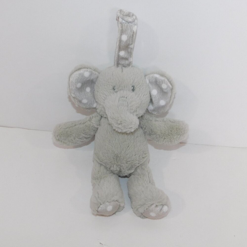 Kellytoy Plush Gray Rattle Elephant 8" soft Stroller Car Seat Toy Polka Dot